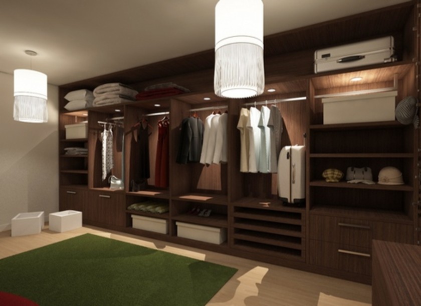 Классическая гардеробная комната из массива с подсветкой Новокузнецк